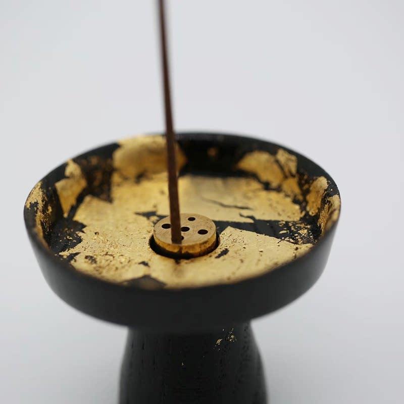 梅花落大漆金箔香插香道线 线香木胎侘寂风摆件非遗茶道零配阿超