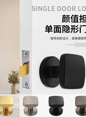 家用室内隐形门方形锁现代简约通用型单面锁黑色卧室门静音机械锁