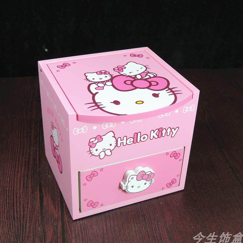 高档KT猫首饰盒木质蒂猫主欧式凯木制卡通收纳盒饰品礼盒女孩公生图片