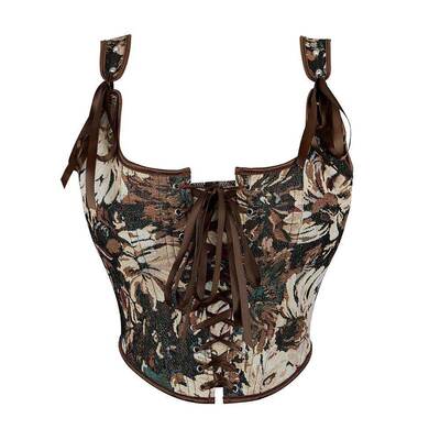 Vintage Corset ops Sexy Floral Corset Bustier Crop Top Tank