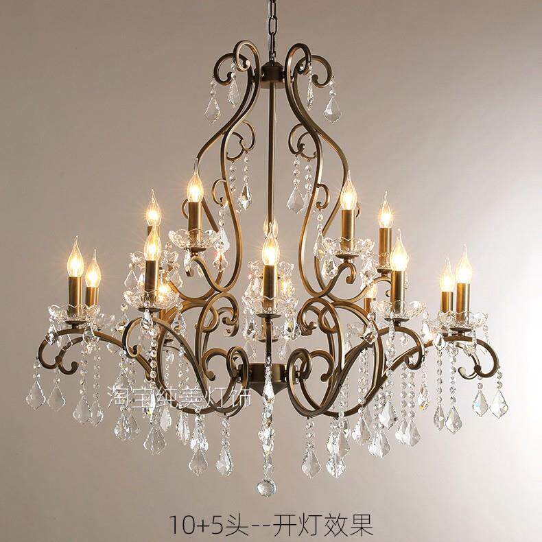 法式水晶客厅吊灯美式乡村复古高级感餐厅灯具中古风别墅大厅主灯