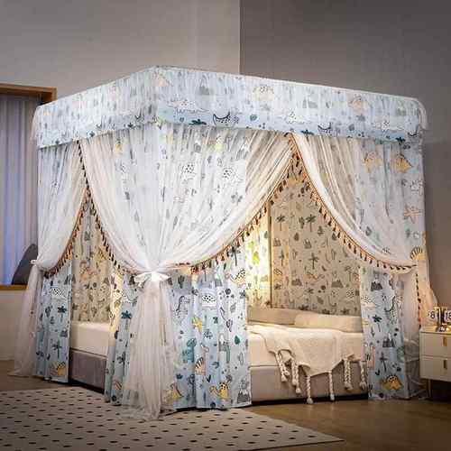 床帘蚊帐一体式遮光家用卧室挡风1.5米欧式1.8m床落地公主风床幔