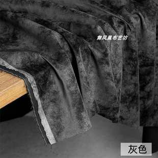 雪花霜感柔软防水皮布料 深灰色炒色复古做旧双色绒感PU皮革面料