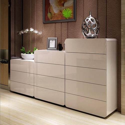 三四五斗柜现代简约白色烤漆高电视柜卧室柜子储物柜抽屉五斗橱柜