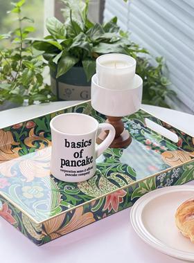 长方形托盘-威廉莫里斯款 黄色 NDF材料 浴室宝石图案托盘茶水盘