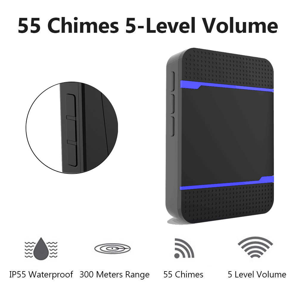 无线电子门铃 LED音乐防水免打孔办公室别墅酒店公寓住宅入户门铃