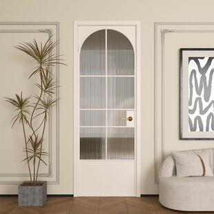 厨房拱形白色门法式铝合金浴室单开门卫生间静音铝合金玻璃平开门