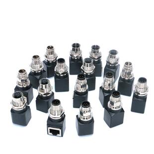 M12转RJ45母头转接延长头8P X型直出RJ45母千兆以太网插头