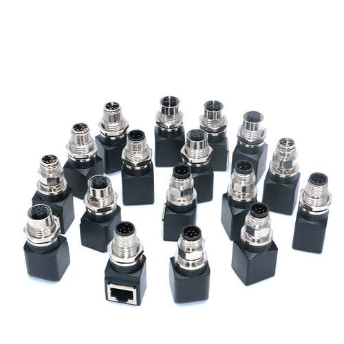M12转RJ45母头转接延长头8P X型直出RJ45母千兆以太网插头