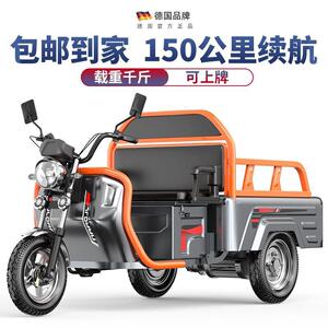 载人电动三轮车休闲可拉货客两用电车家用兜风车观光游览接送电车