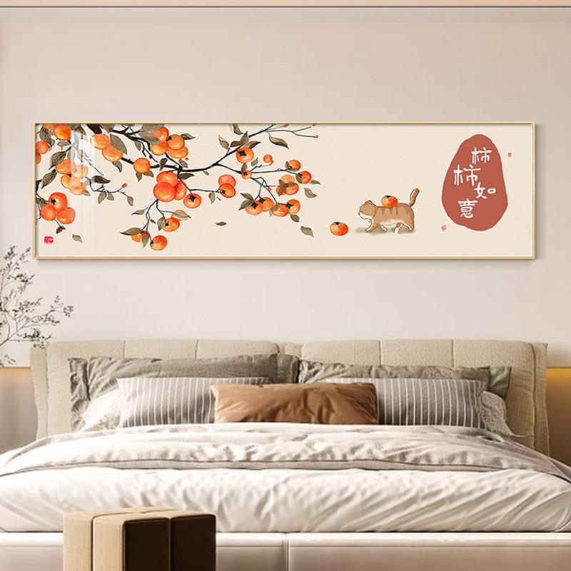 主卧室床头装饰画高级感挂在卧室墙上的挂画横幅2026新款壁画镶钻图片