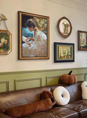法式古挂画墙组合画壁式JWS画中古风美油画复客厅沙发背景壁画高