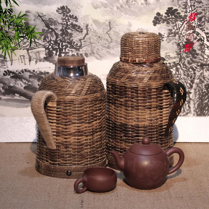 老式手工竹编暖壶玻璃内胆开水壶怀旧复古热水瓶家用保温瓶暖瓶