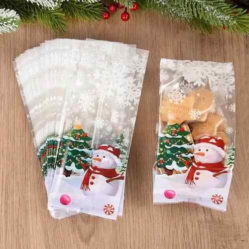 100pcs Snowman Cookie Baking Packaging Bags Candy Snack