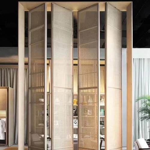 跨境锈不钢屏拉丝山水风新中式隔断店客酒厅关装饰玄不锈钢入户隔