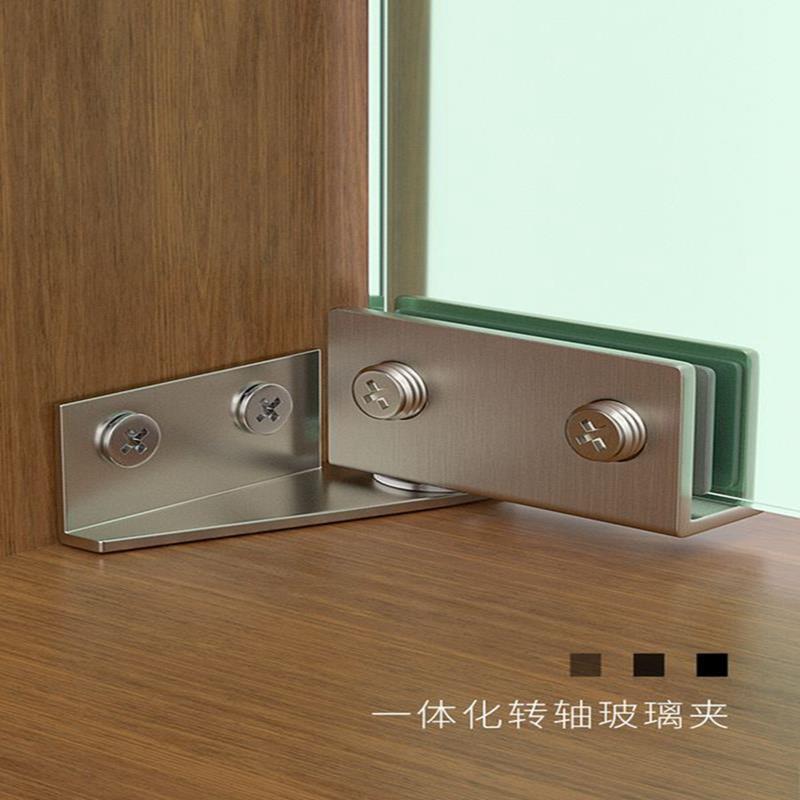 免开孔玻璃铰链合页侧装上下夹宠物柜玻璃夹天地转轴展柜酒柜磁碰