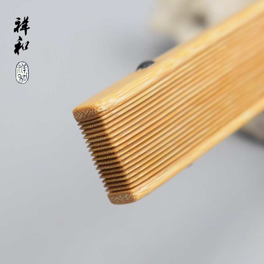 95寸精纯手工老玉竹折扇文玩复古国风名家水磨文人扇贴梁刮宓滚边