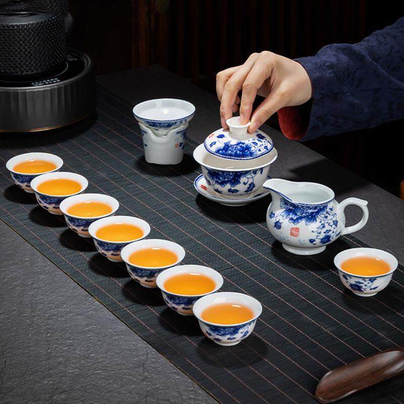 青花瓷茶壶礼盒装特价功夫整套陶瓷茶具茶杯简约套装家用中式好看