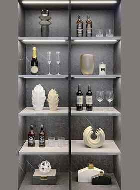 样板间酒柜简约家居摆件软装饰品酒杯蜡烛陶瓷玻璃工艺品ZH3261