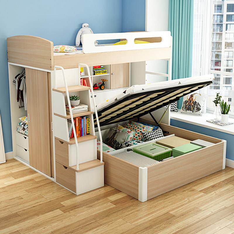 交错式上下床带衣柜书桌上床下桌组合床多功能双人上下铺双层高低