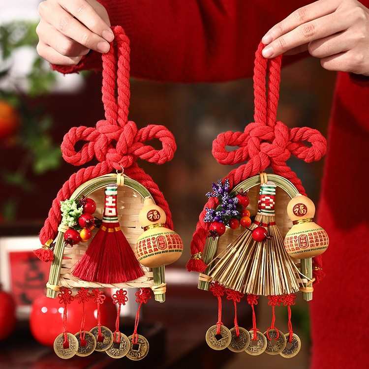 新款中国结葫芦福字扫把挂件乔迁之喜新居装饰用品入户门挂饰
