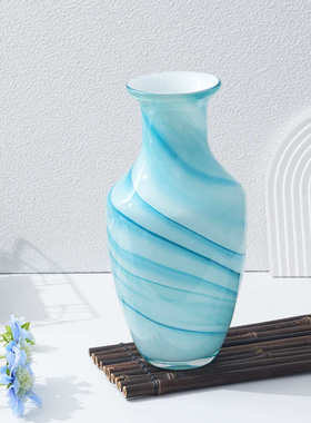 复古高档玻璃花瓶水培干花插花瓶客厅电视柜玄关家居装饰