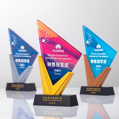 2024新款奖杯高档大气员工荣誉颁奖创意纪念年会水晶奖牌