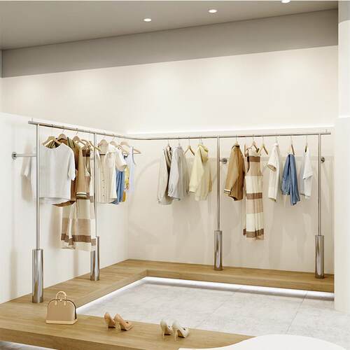 日本进口源头工厂服装店展示架上墙不锈钢落地式衣服挂衣架女装店