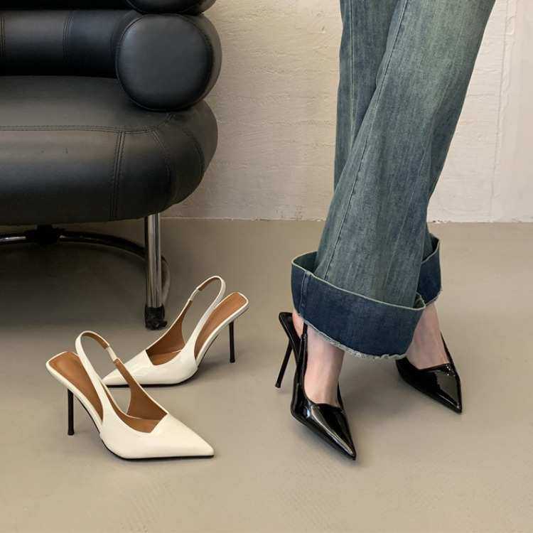 尖头高跟鞋细跟2025年早春季新款包头后拌带浅口职业女凉鞋单鞋子,女鞋,时装凉鞋,淘宝优惠券,粉丝福利购,淘宝优惠卷