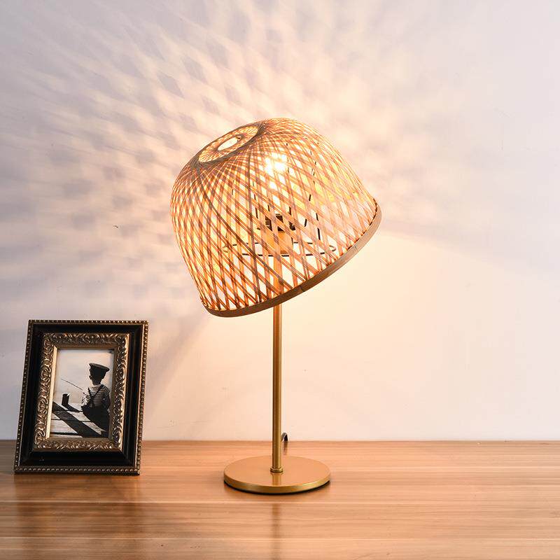 手工藤条竹木创意卧室床头台灯东南亚风情家居摆件氛围装饰床头台