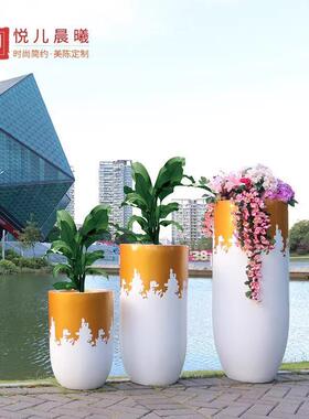 玻璃钢花盆商场户外花钵花器组合酒店大厅落地装饰花瓶厂家直销