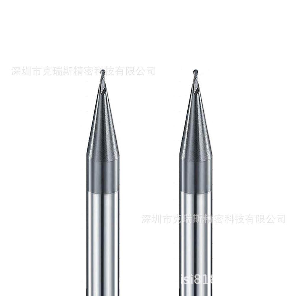 R0.1-R2微小径铣刀 HRC70钨钢立铣刀 高硬度加工球刀R0.2*0.8*50L