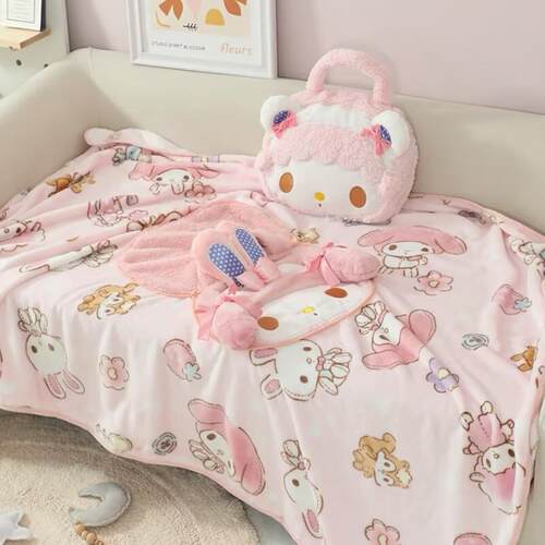 可爱美乐蒂必爱诺小羊抱枕毛毯手拎毯子包车载便携拎包午睡毯盖毯