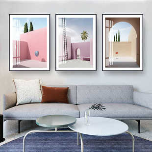 北欧风格装饰画 莫兰迪色系装饰画抽象北欧ins装饰画墙画过道挂画