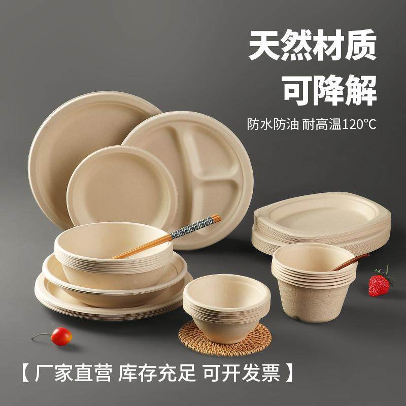 一次性纸浆碗盘烧烤盘餐盘鱼盘菜盘商用蛋糕托盘碟大中小号椭圆盘