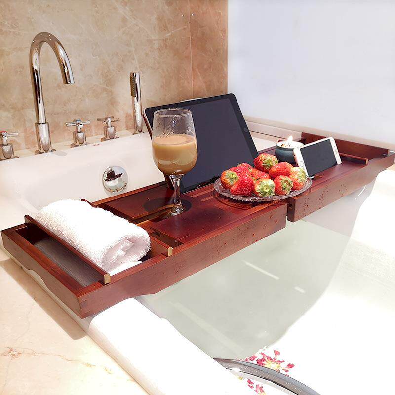 竹制浴置GLD-88物室架中板浴缸架浴伸缩防滑手红酒支架毛巾机盒桶