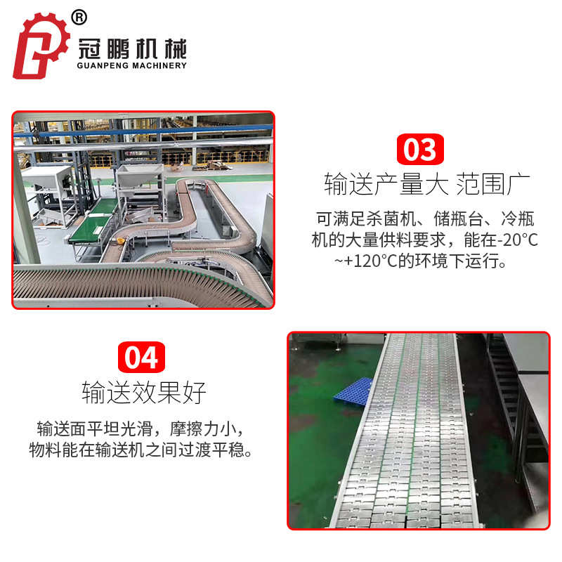 定制塑料链板输送机食品厂流水线传送带转弯板链机网带输送线上海