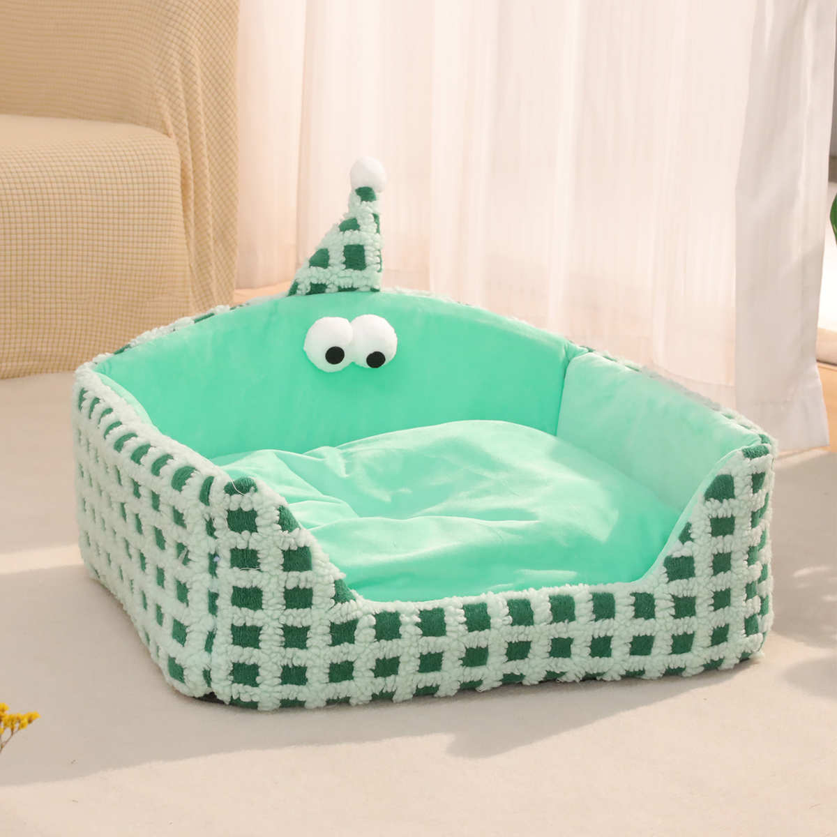 批发淘提秋冬织拆洗新款宠物格窝海绵狗窝猫窝厂家窝可帽皮皮三角