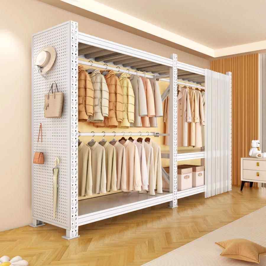 货架衣柜简易家用金属服装展示架干 干洗店钢制开 放式挂衣架衣服