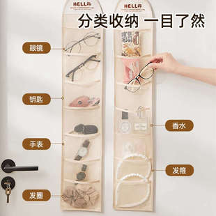 儿童发饰收纳袋壁挂布艺皮筋头绳饰发圈发卡神器挂墙发夹网兜挂袋