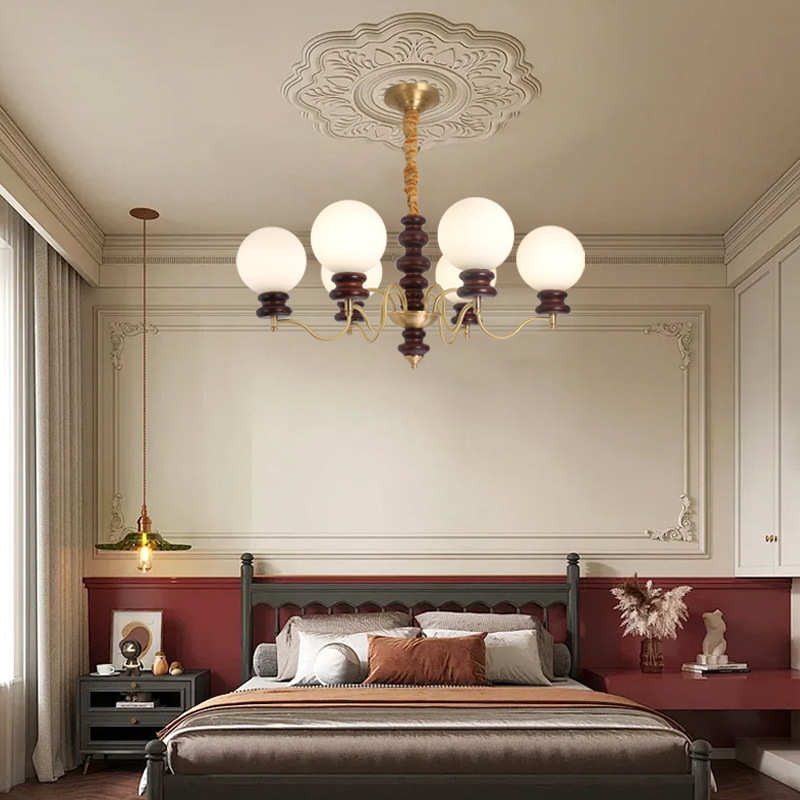 法式中古灯客厅吊灯美式卧室魔豆吊灯高级感大厅楼梯餐厅吊灯