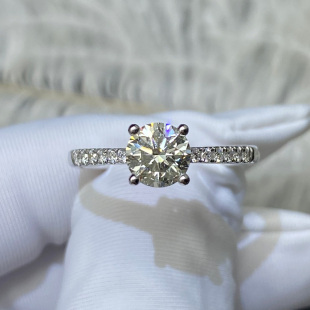 50分E色VVS1净度3EX无荧光GIA天然钻石结婚18K定制钻戒Y1014