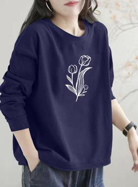 长袖女秋冬2025新款装文艺纯时尚宽松卫衣2025装百搭上衣0207b