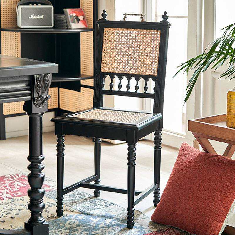 佛山家具复古藤编餐椅咖啡厅餐厅创意靠背椅小户型卧室书桌子实木