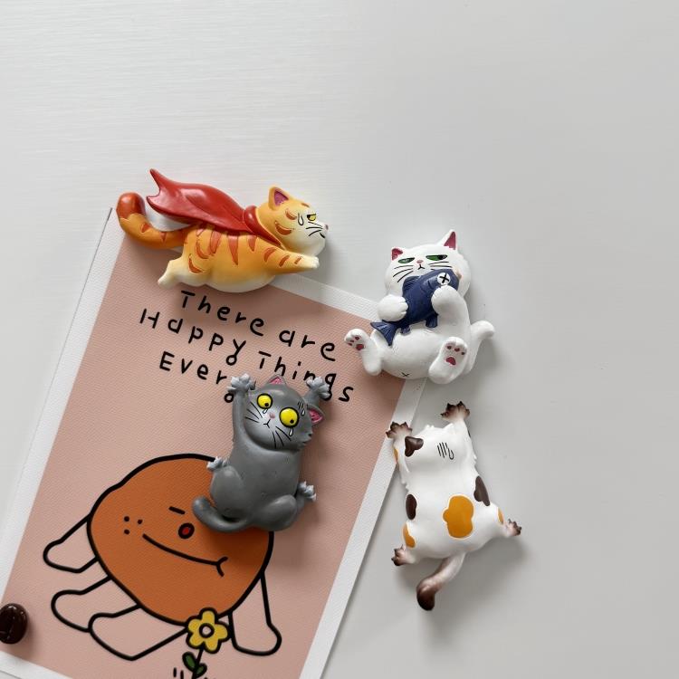 【4个包邮】超可爱ins搞怪猫猫冰箱贴背影磁吸家居装饰洞洞板铁皮