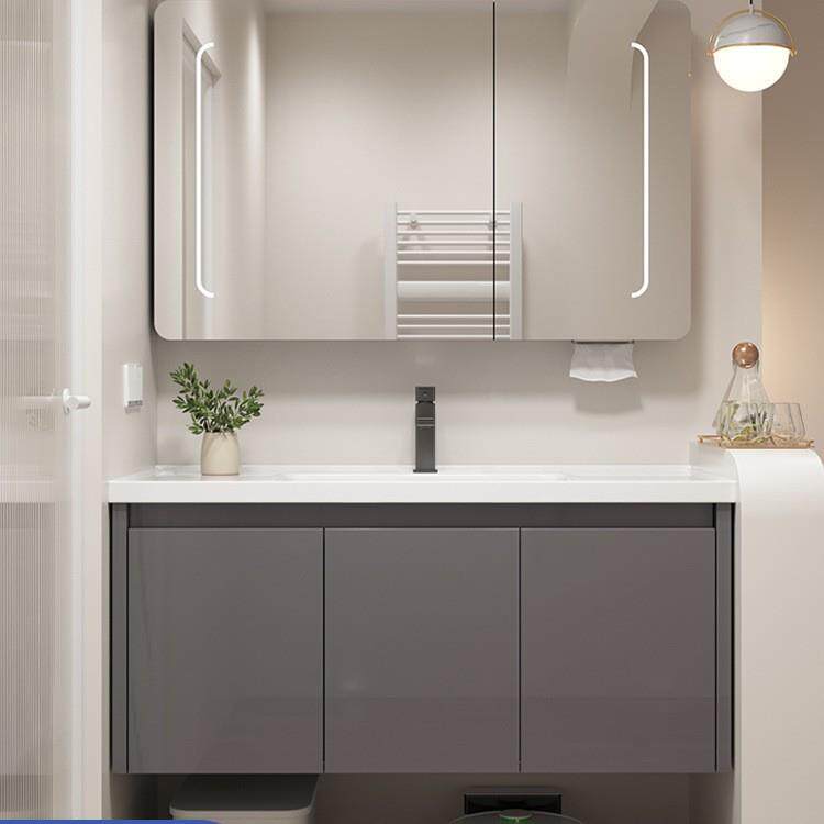 新款现代轻奢风卫生间洗手脸池陶瓷一体盆不锈浴室柜子组合洗漱台