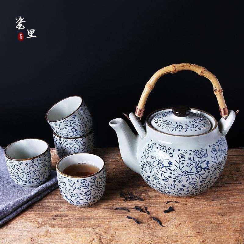 新款直销日式和风复古手绘陶瓷茶具套装 家用餐厅茶杯茶壶 一壶四