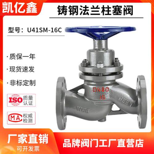 铸钢法兰柱塞阀U41SM-16C/25耐高温导热油蒸汽锅炉阀门DN506580