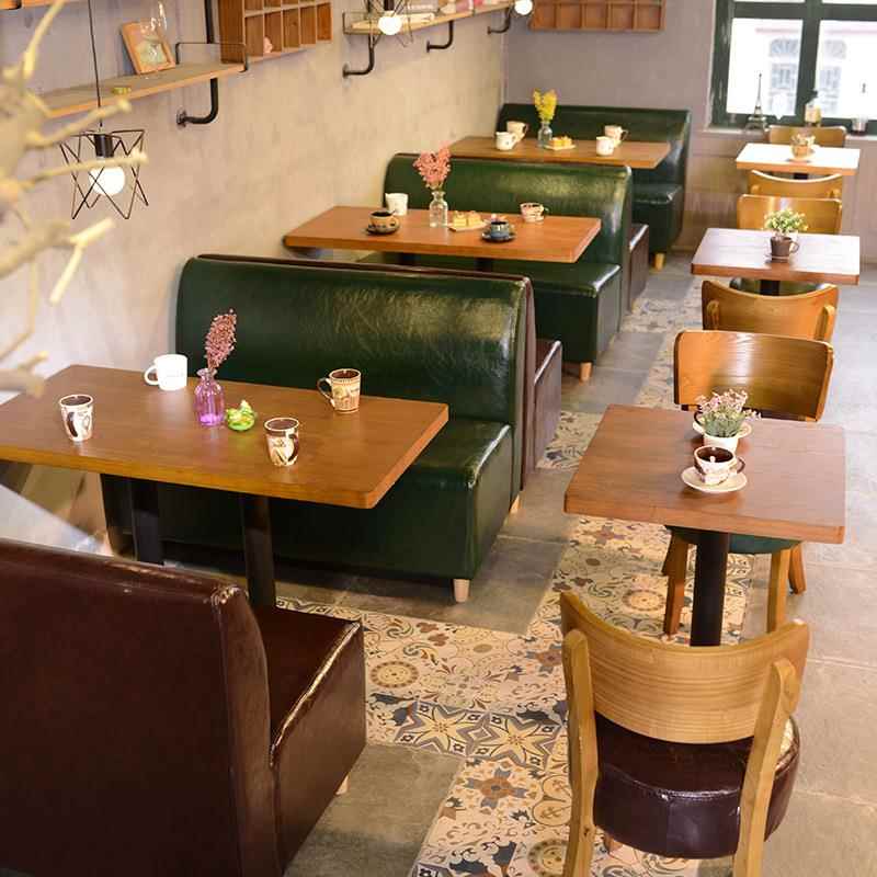 奶茶甜品店酒吧椅子西餐咖啡厅饭店餐桌椅组合火锅店靠墙卡座沙发