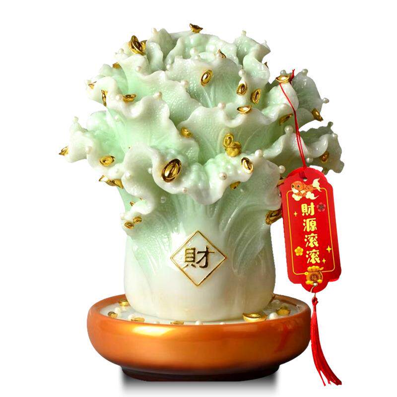 财源滚滚树脂工艺品玉白菜摆件招财家居客厅装饰品开业开门红礼品